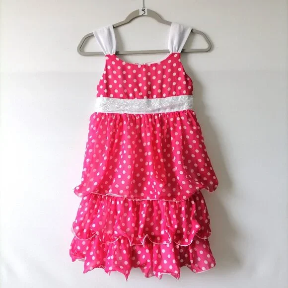 Bonnie Jean | Dresses | Bonnie Jean Girls Pink Polka Dot Tiered Fully Lined Fit  Flare Dress Size 2 | Poshmark